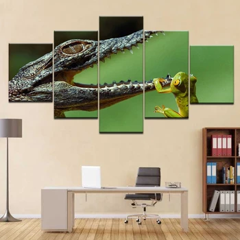 5 Panel/kos HD Tiskanja krokodil in žaba moderne stenske plakate Platno Umetniško Slikarstvo Za dom dnevna soba dekoracijo