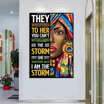 Jaz Sem Kavelj Za Stene Umetnosti, Black History Month,Črna Ženska, Ki Se Natisne, Afriška Ženska Platno, Črna Dom Dekor, Črno Dekle Umetnosti Plakatov