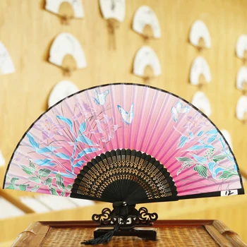 Vintage Stil Svile Kitajski Zložljiva Fan Japonski Vzorec Umetnostne Obrti, Darila Dom Okraski Okraski Stranka Ples Strani Fan Darilo