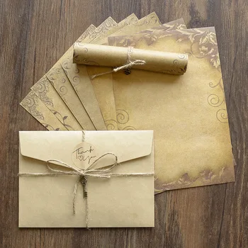 Retro Tiskovine Kraft Papir Letter Papir, Ovojnice, Nalepke, Konoplja Vrv Obesek Okraski Tipke Glasbeno noto pisalni Papir