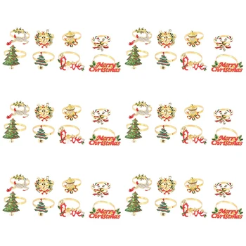 Božič Napkin Obroči - Nastavite 36 Napkin Imetnik Obroči Za Počitnice Božično Mizo Dekoracijo Elk Napkin Sponke