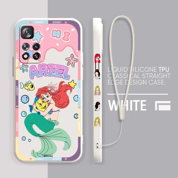 Morska deklica Princesa Disney Za Xiaomi Redmi Opomba 12 12S 12R 11 11T 11S 10 10 9 8 8T Pro Plus 5G Tekoče Levo Vrv Primeru Telefon
