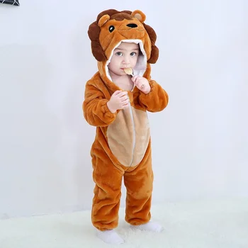 Otroške igralne obleke Pozimi Flanela Živali Kostum Obleko Malčka Dojenčka Oblačila Otroci En kos Raste Lev, Tiger Zajec Roupa de Bebe