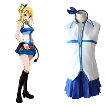 Anime Fairy Tail Lucy Heartfilia Obleko Cosplay Kostum Ženske Odraslih JK Enotno Seksi križu, Dekleta Krilo Halloween