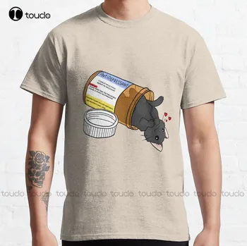 Kitty Antidepresiv Ljubezen Medicine Klasičnih T-Shirt Prevelik T Srajce Za Moške Bombaž Prostem Preprost Vintag Priložnostne Tee Srajce Nova